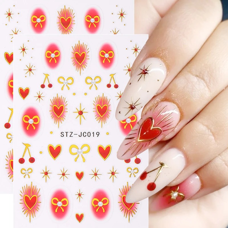 Nail Art Valentine - Y2K Bronzing Heart Blusher Stickers for