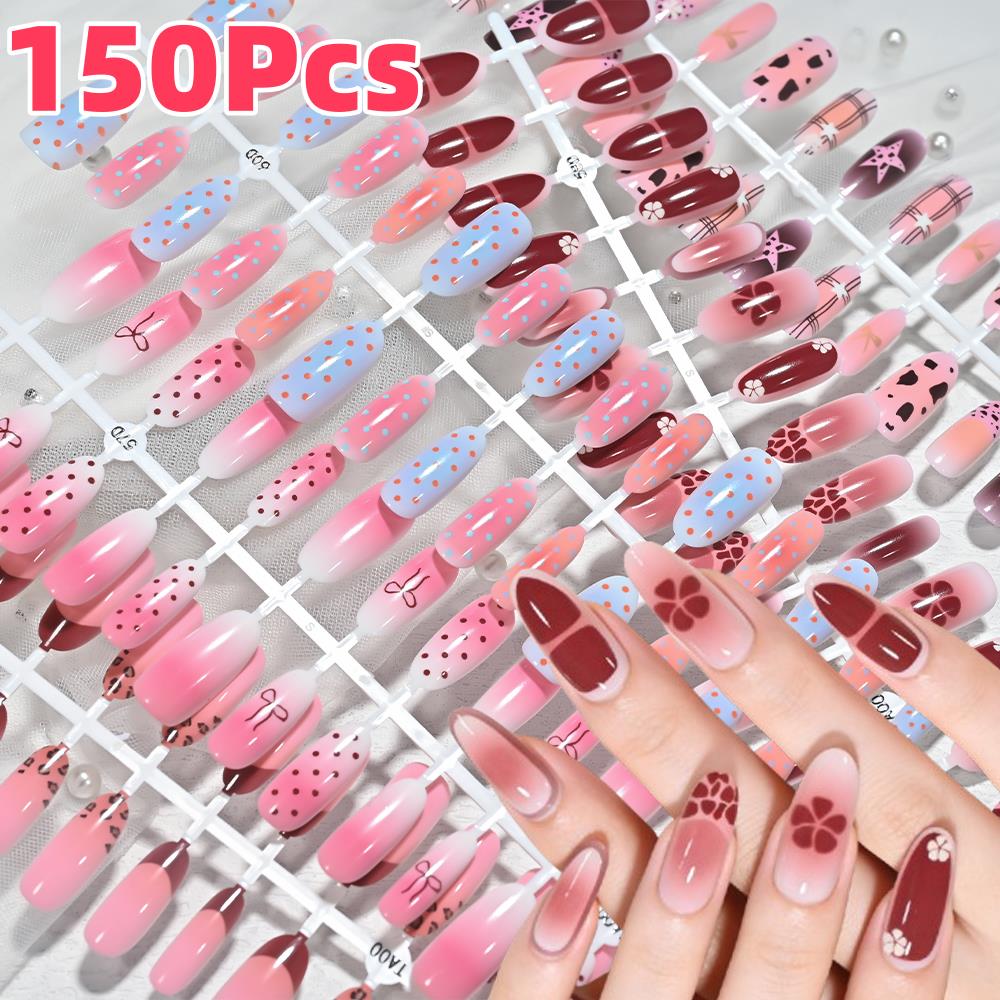 Nail Art Leopard - 150Pcs Pink Blue Ombre Leopard Polka