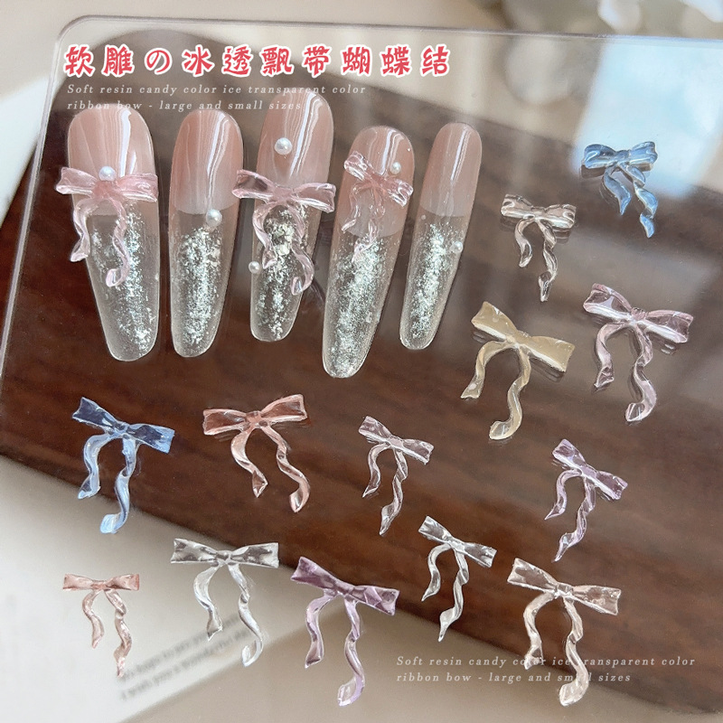 Nail Art Pink Soft - 30PCS Fairy Ice Transparent Pink Blue