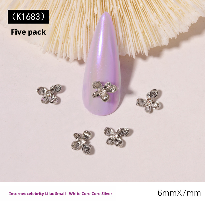 Nail Art Lilac - 10Pcs Y2K Lilac Flower 3D Nail