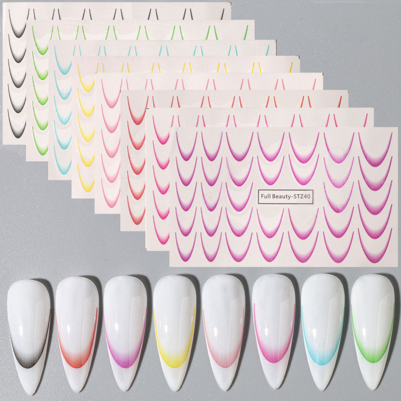 Nail Art Leopard - 8pcs Gradient French Nail Art Stickers
