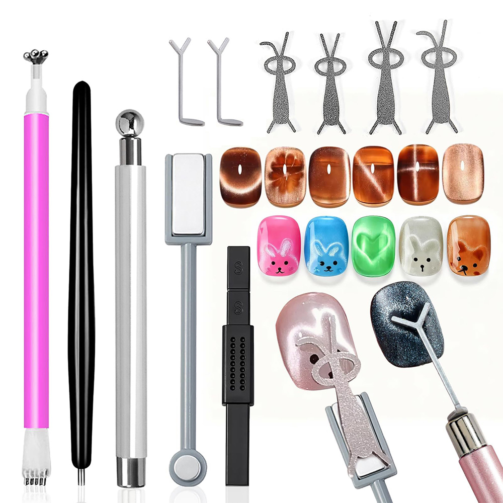 Nail Gel Polish Set - 11Pcs Cat Eye Nail Art Magnet