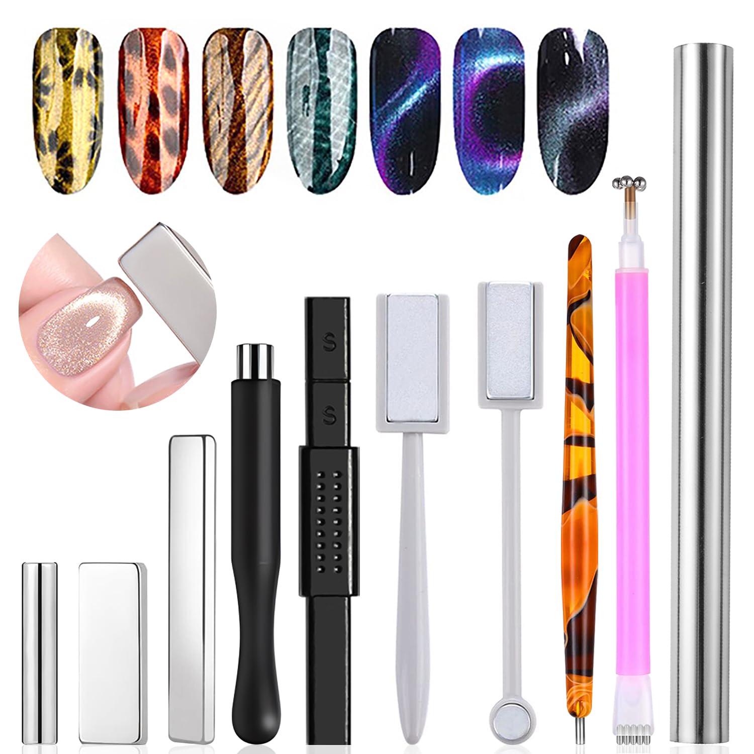 Nail Gel Polish Set - 10Pcs Cat Eye Magnet Set Nail