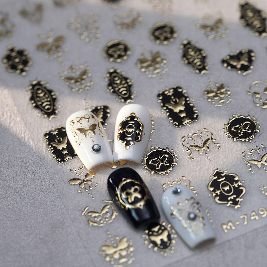 Nail Art Elegan - TENSOR NAIL Vintage Black Golden Frame