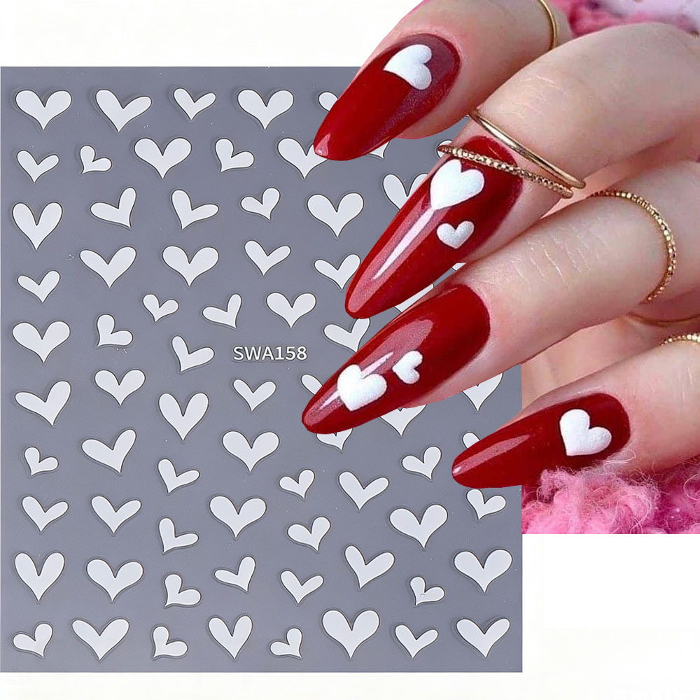 Nail Art Valentine - 3D White Heart Valentine's Day Nail