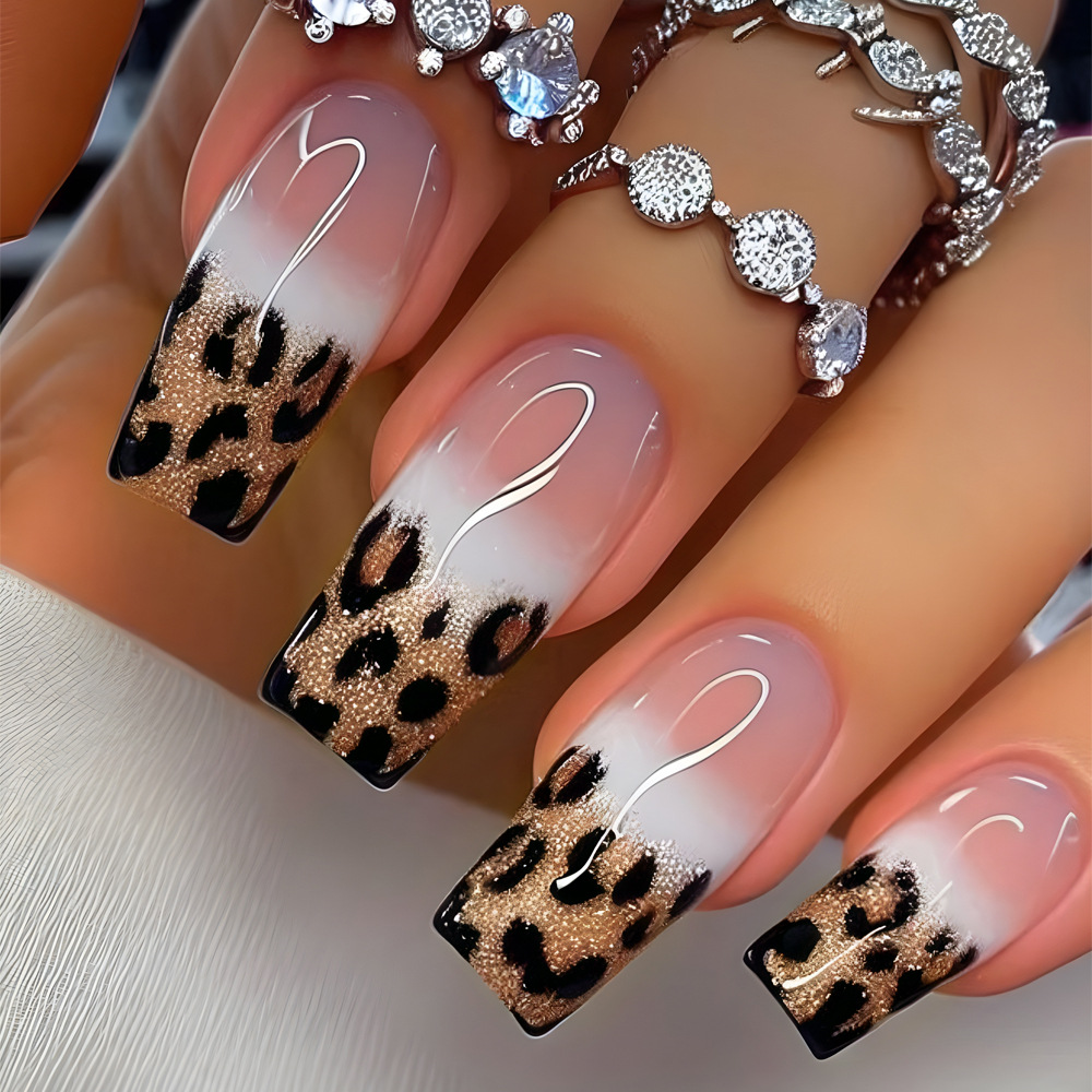 Nail Art Leopard - 24Pcs Leopard Print Design False Nails