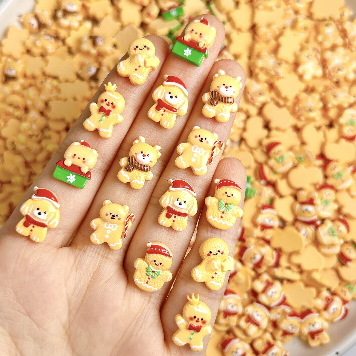 Nail Art For Men - 20PCS Kawaii Christmas Gingerbread Man Elk