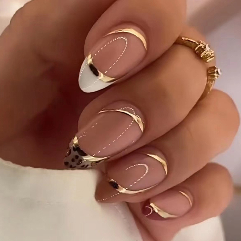 Nail Art Leopard - Medium fake nails for women girls