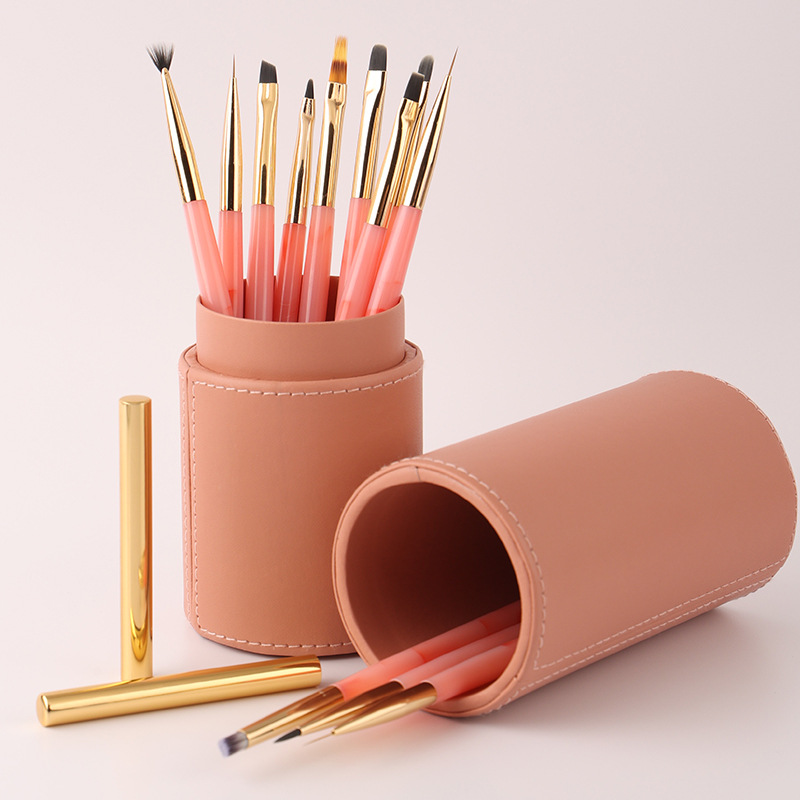 12Pcs Pink Inlaid Jade Handle  - Nail Art Pink Soft recension och pris