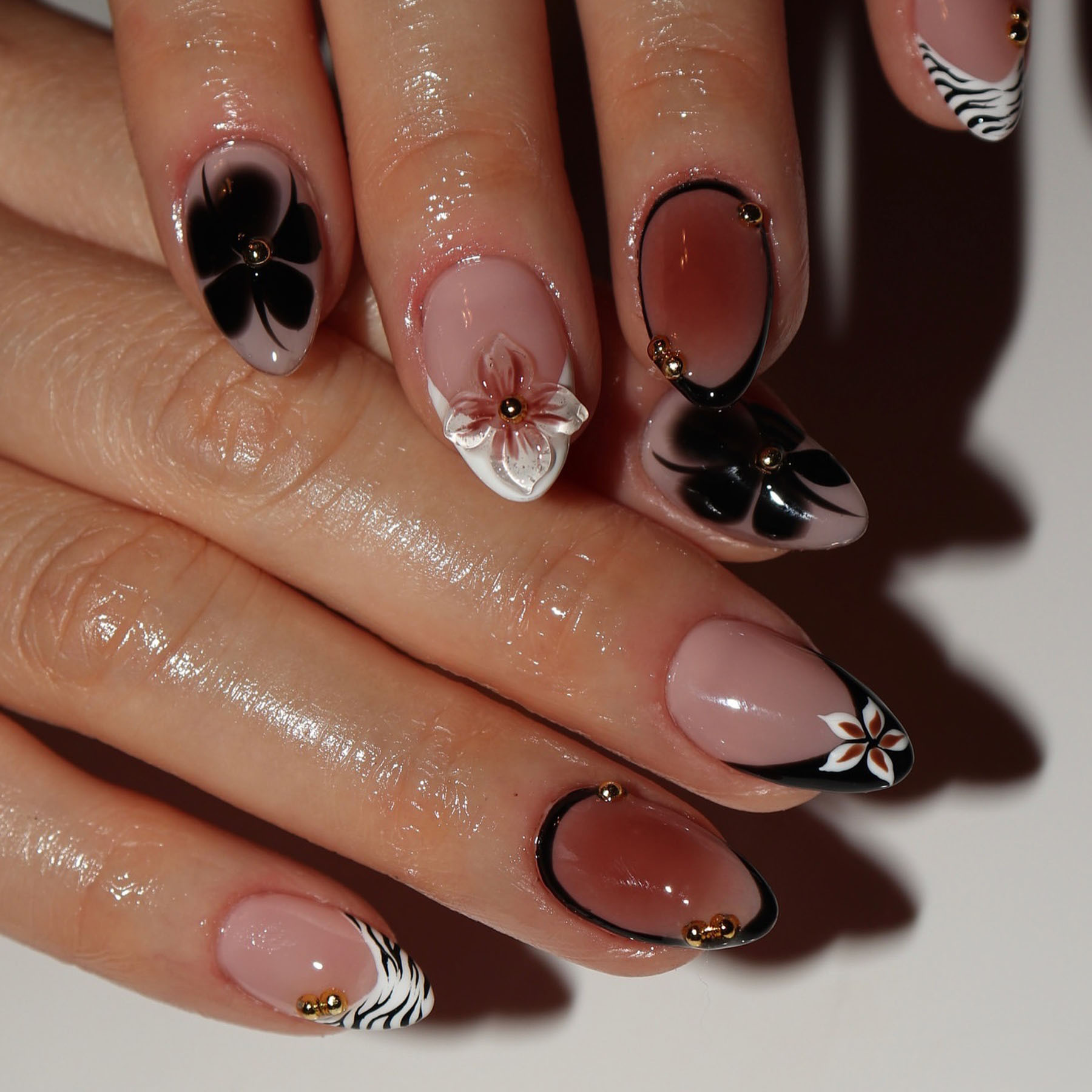 24pcs Flower False Nails Brown - Nail Art Leopard recension och pris