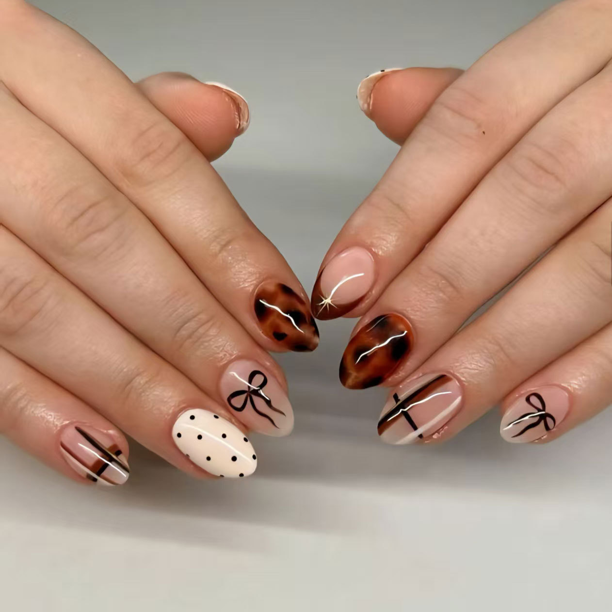 24pcs Flower False Nails Brown - Nail Art Leopard recension och pris