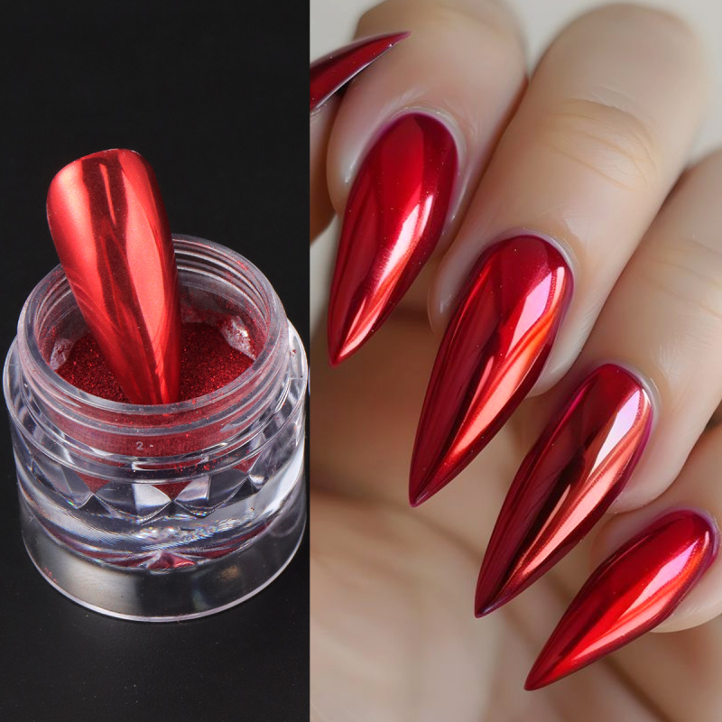 Chrome Red Pink Nail Glitter P - Nail Art Valentine recension och pris