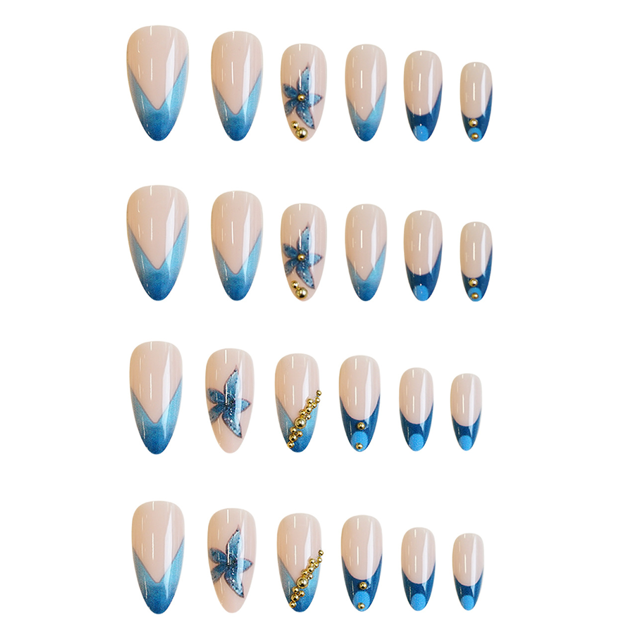 Nude fake nails with pink blue - Nail Art Quirky recension och pris