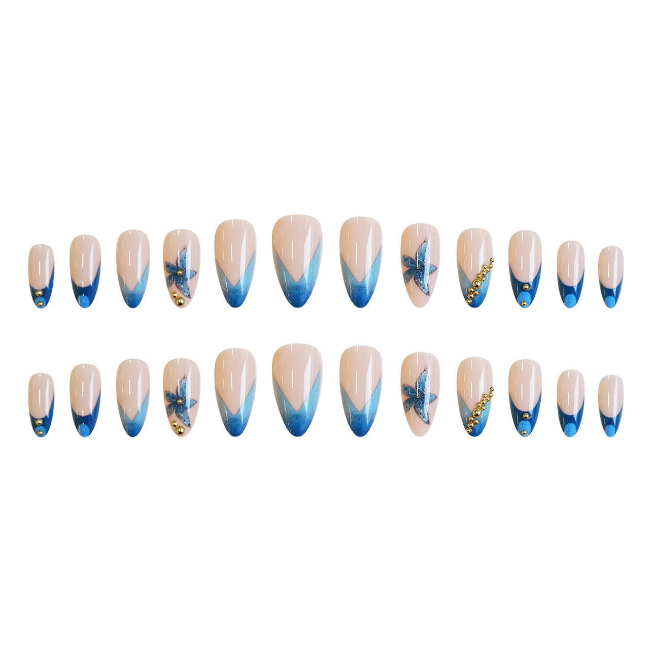 Nude fake nails with pink blue - Nail Art Quirky recension och pris