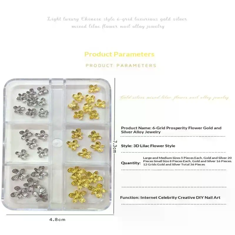20/30pcs 3D Alloy Flower Nail  - Nail Art Lilac recension och pris