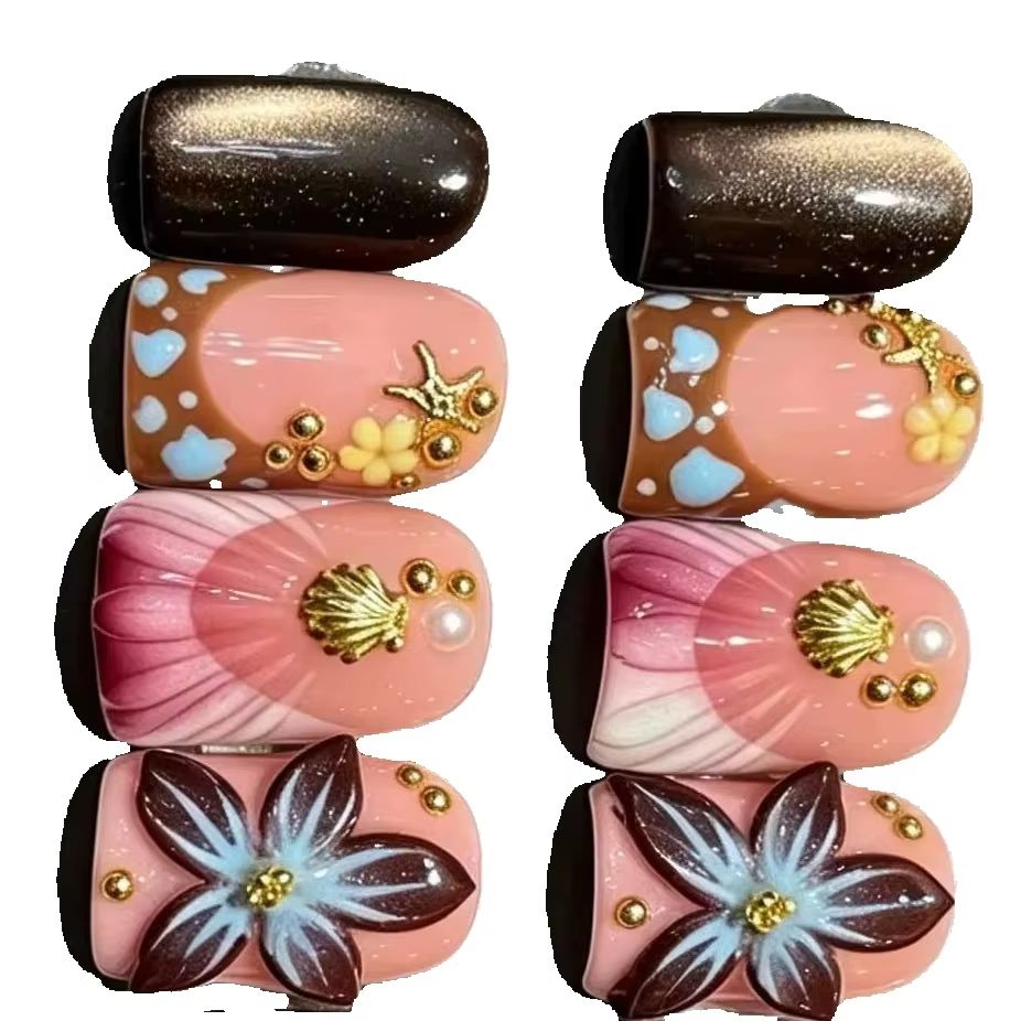 10Pcs/set Nude Pink Gradient S - Nail Art Leopard recension och pris