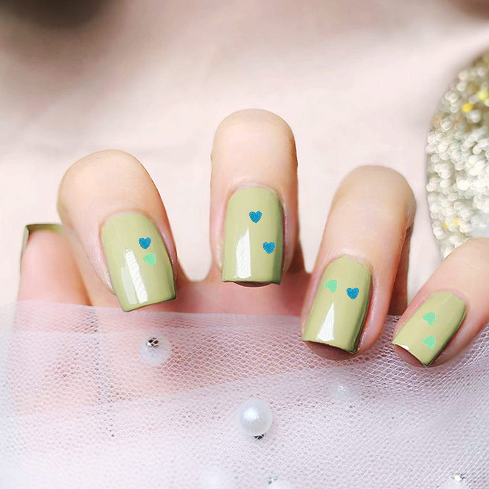 1Set Shinning Heart Nail Sequi - Nail Art Valentine recension och pris