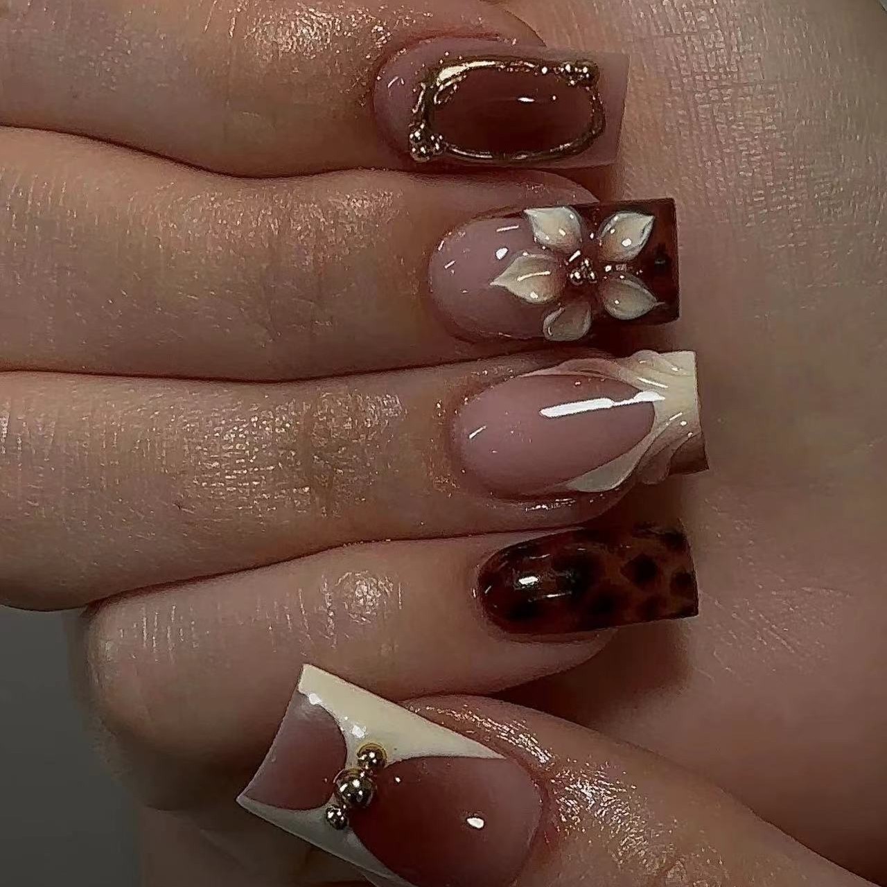 Short square fake nails for wo - Nail Art Leopard recension och pris