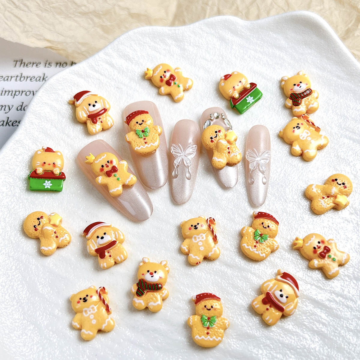 20PCS Kawaii Christmas Gingerb - Nail Art For Men recension och pris