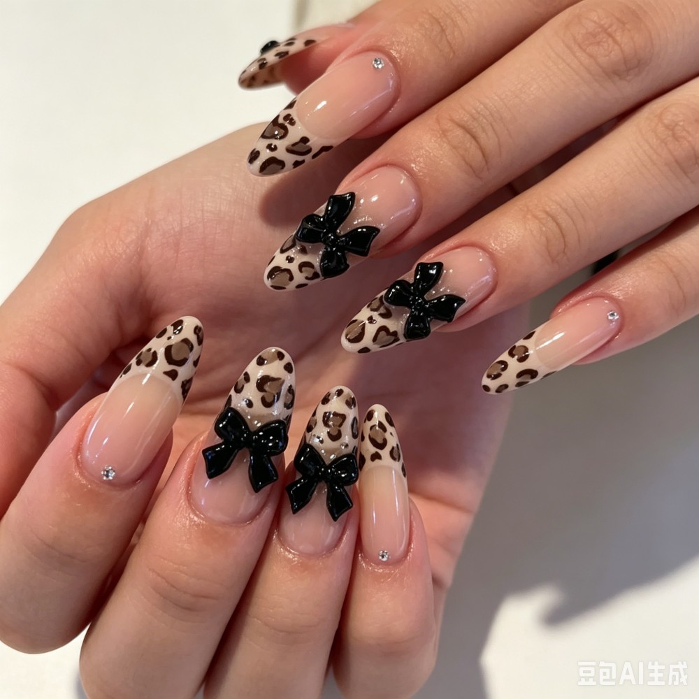 24pcs French Almond Press on N - Nail Art Leopard recension och pris