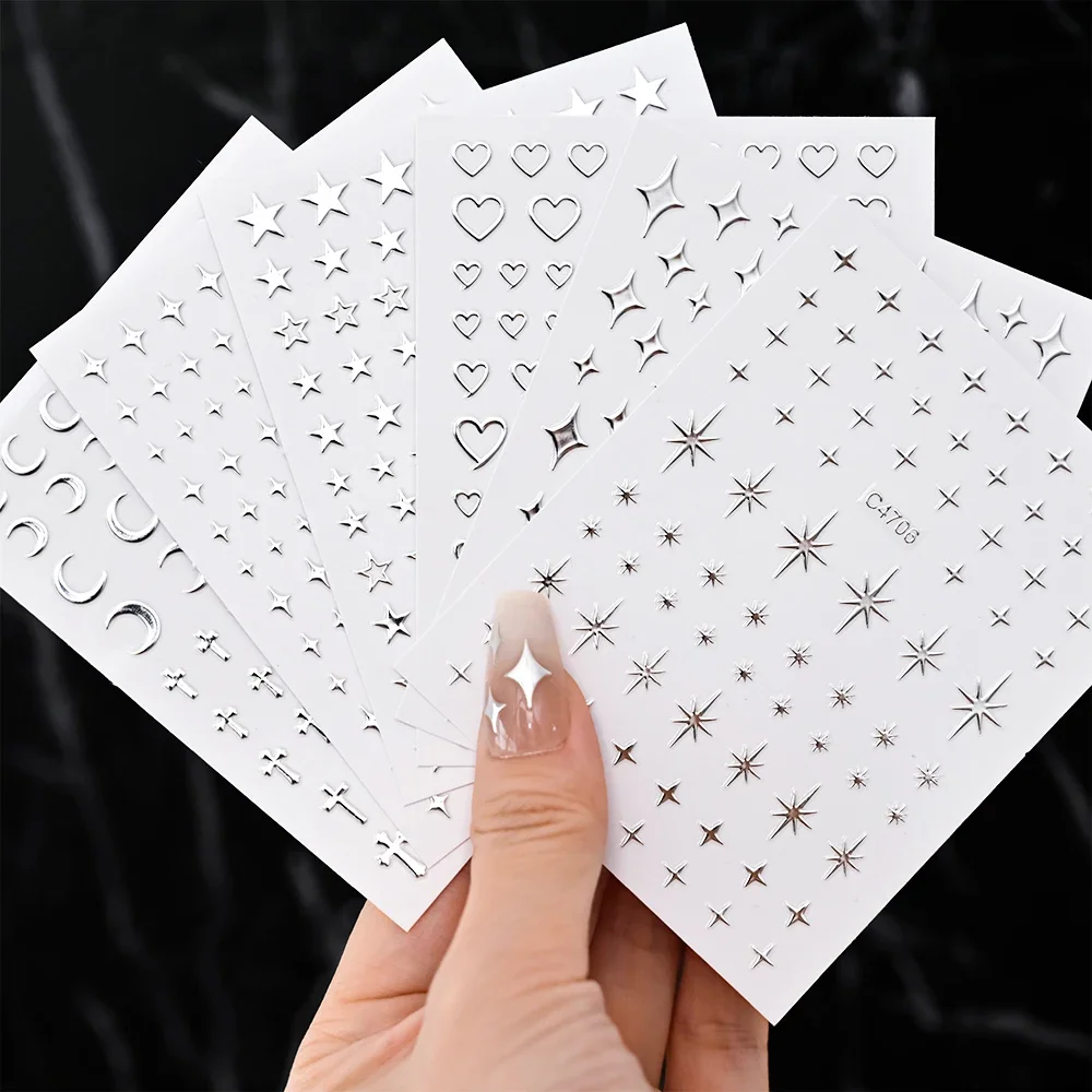6 Sheets Metal Silver Nail Sti - Nail Art Leopard recension och pris